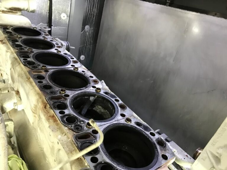 MAN engine cylinder block during inspection