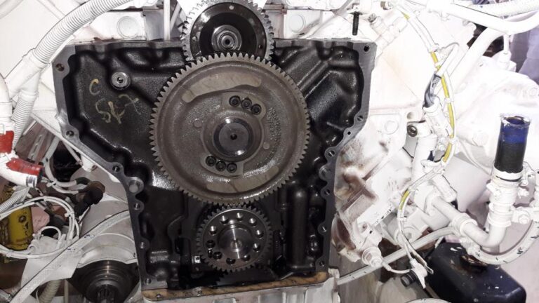 MAN engine gear train during service