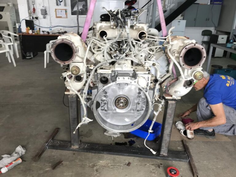 MAN marine engine during workshop overhaul