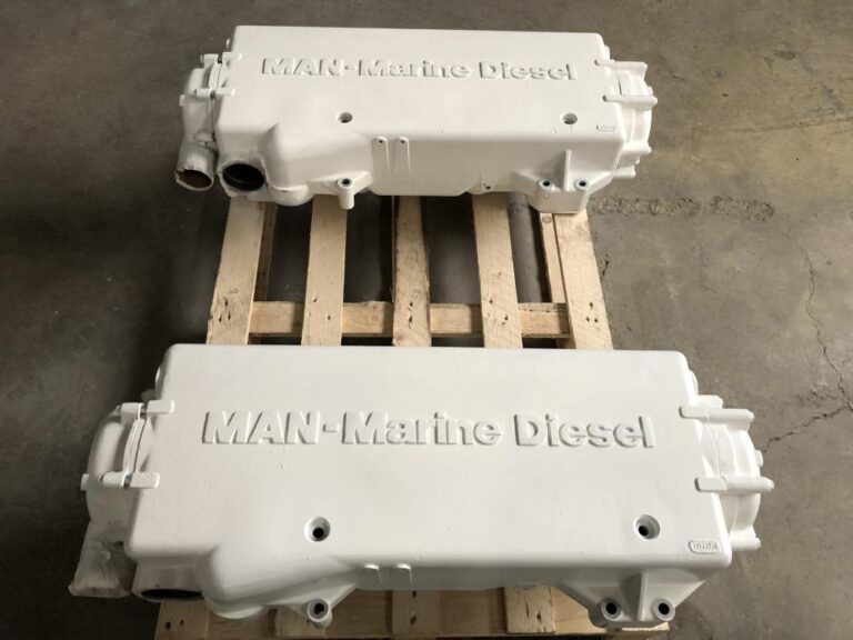 MAN Marine Diesel engine covers prepared in the workshop